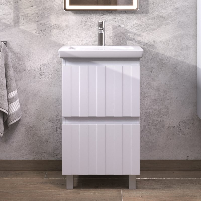 Мебель для ванной комнаты Vigo Finlay 50 напольная, 2 ящика, матовая белая