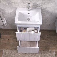 Мебель для ванной комнаты Vigo Finlay 50 напольная, 2 ящика, матовая белая