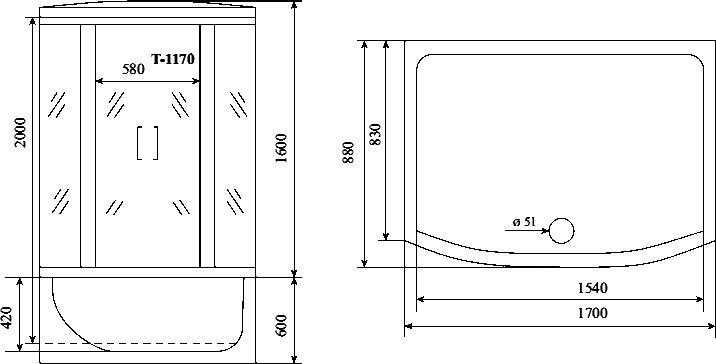 Душевая кабина Timo Standart T-6670SF Silver Fabric с высоким поддоном