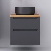 Тумба под раковину со столешницей Jorno Wood 60 серая, столешница светлая