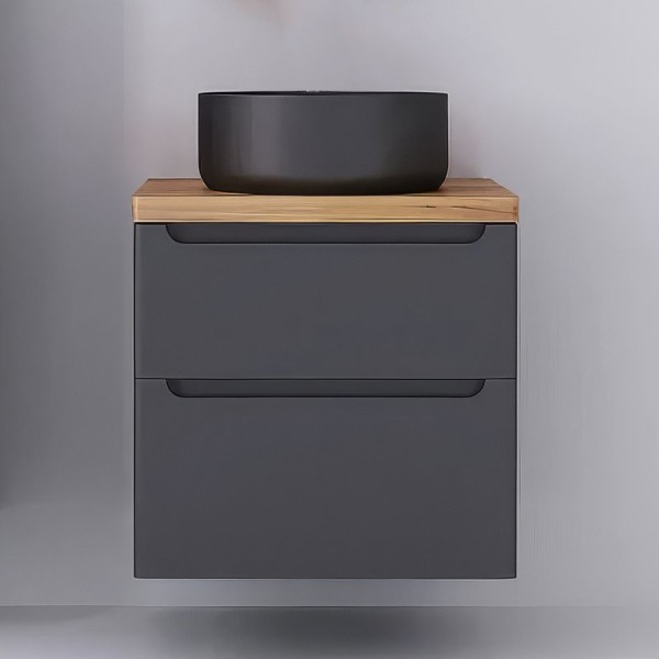 Тумба под раковину со столешницей Jorno Wood 60 серая, столешница светлая