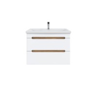 Тумба с раковиной SanStar Diva 80 подвесная, матовая белая, дуб вотан, раковина Фостер 80