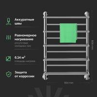 Полотенцесушитель водяной EWRIKA Сафо М 80х50, с полкой, хром, с монтажным набором