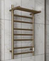 Полотенцесушитель электрический Bauedge Stil Shelf R 40х80, с полкой, антикварная бронза
