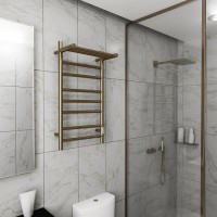 Полотенцесушитель электрический Bauedge Stil Shelf R 40х80, с полкой, антикварная бронза