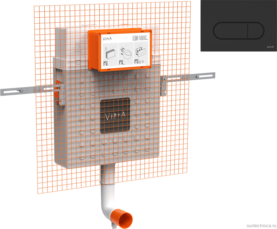 Смывной бачок скрытого монтажа VitrA V12 762-1740-01 + Кнопка смыва VitrA Root Square 740-2211 черная матовая