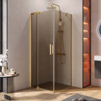 Душевой уголок Cezares Slider AH 1 80-70/80 BR BORO профиль брашированное золото, стекло бронза