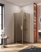 Душевой уголок Cezares Slider AH 1 80-70/80 BR BORO профиль брашированное золото, стекло бронза