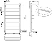 Полотенцесушитель водяной Secado Верона 2 85x55 см, бронза, лесенка, латунь, с полкой