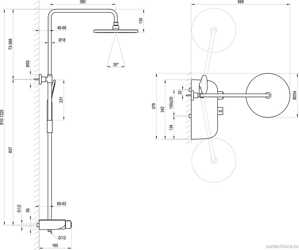 Душевая стойка Ravak Termo 300 TE 094.02/150 хром, черная