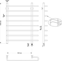 Полотенцесушитель электрический Secado Венеция 2 105x60 см, подключение справа, бронза, лесенка, латунь