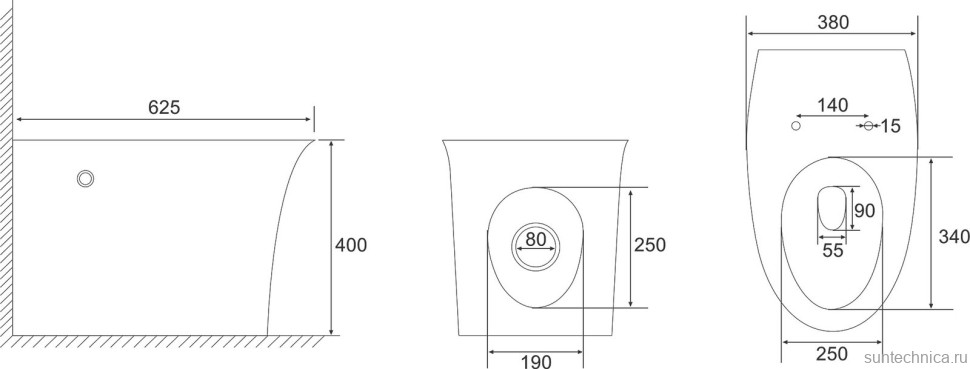 Унитаз приставной напольный Abber Bequem AC1125P с микролифтом, белый
