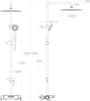 Душевая стойка Ramonsoler Blautherm 945602RP300NM с термостатом, черный