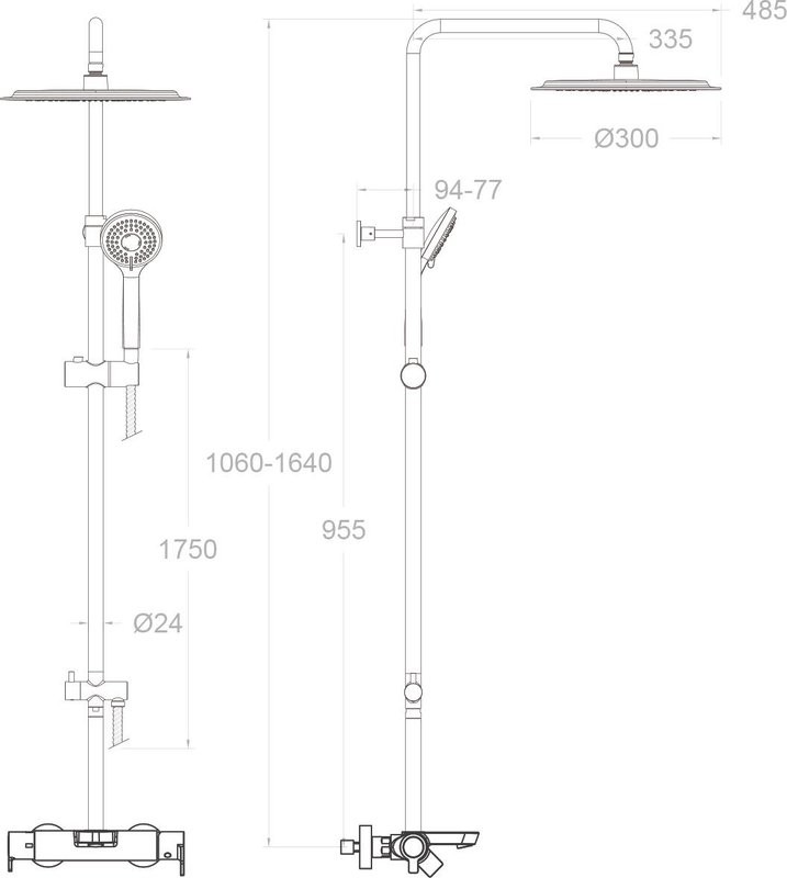 Душевая стойка Ramonsoler Blautherm 945602RP300NM с термостатом, черный