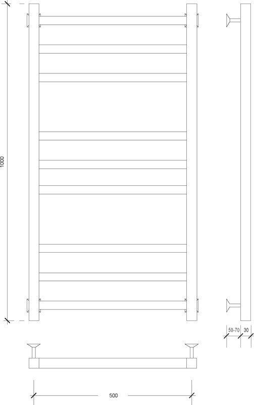 Полотенцесушитель водяной Secado Корато 3 105x55 см, матовый черный, лесенка