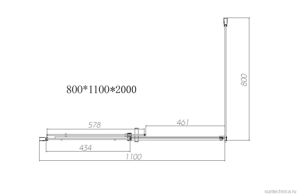 Душевой уголок Vincea Dice VSR-4D8011CLGM 110х80, профиль вороненая сталь, стекло прозрачное