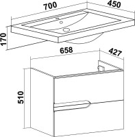 Мебель для ванной комнаты Runo Стокгольм 70 Мебель для ванной комнаты Runo Стокгольм 70