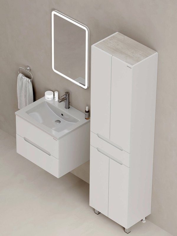 Шкаф-пенал для ванной Onika Айленд 50 напольный, белый