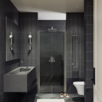 Душевая дверь в нишу Maybahglass MGD-429-5 120 см, профиль матовый хром, стекло графит матовый