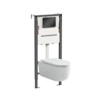 Комплект Ceramicanova Унитаз подвесной Ulma Rimless CN4006 безободковый, с микролифтом + Инсталляция Balance CN121002MB с кнопкой Square матовой черной