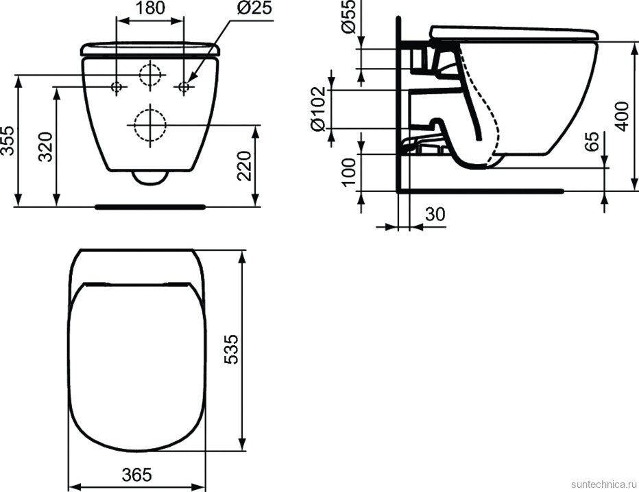 Унитаз подвесной Ideal Standard Tesi T355101 безободковый с микролифтом