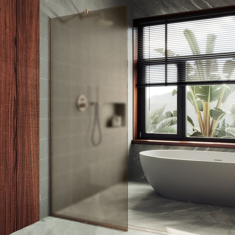 Душевая перегородка Maybahglass MGD-685-2у 119 см, профиль бронза, стекло бронза матовое