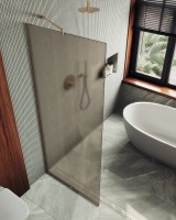 Душевая перегородка Maybahglass MGD-685-2у 119 см, профиль бронза, стекло бронза матовое