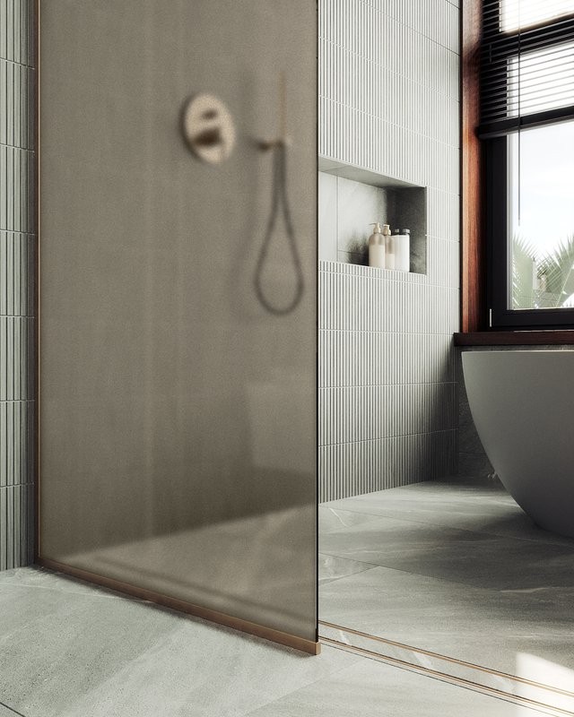 Душевая перегородка Maybahglass MGD-685-2у 119 см, профиль бронза, стекло бронза матовое