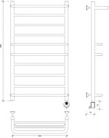 Полотенцесушитель электрический Secado Верона 2 105x55 см, подключение справа, глянцевый хром, лесенка, с полкой