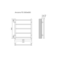 Полотенцесушитель Azario ANCONA 500/600 водяной 5 кв. пер. (1"-1/2" Полированный)