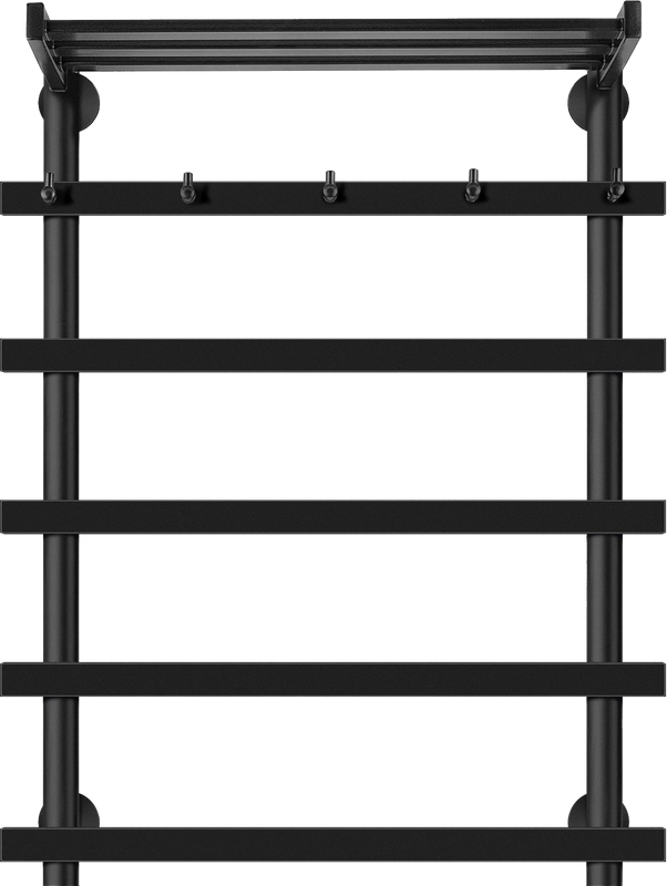 Полотенцесушитель электрический Secado Понтида 1 КСП, L 80x60 см, подключение слева, матовый черный, лесенка, с полкой