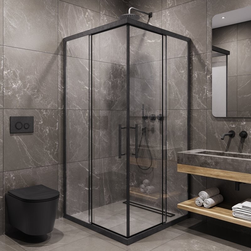 Душевой уголок Timo TKSS-90/03C-8 90x90 см, профиль черный, стекло прозрачное