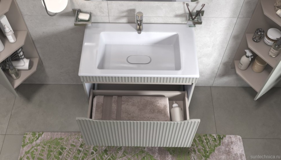 Тумба с раковиной Velvex Alba 80 тирамису