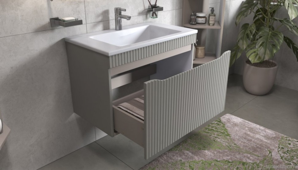 Тумба с раковиной Velvex Alba 80 тирамису