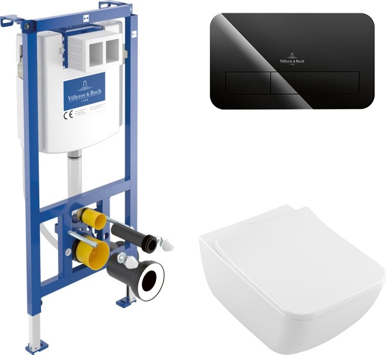 Комплект  Унитаз подвесной Villeroy & Boch Venticello 4611RSR1 безободковый, Ceramicplus + Система инсталляции для унитазов Villeroy & Boch 92242700 +