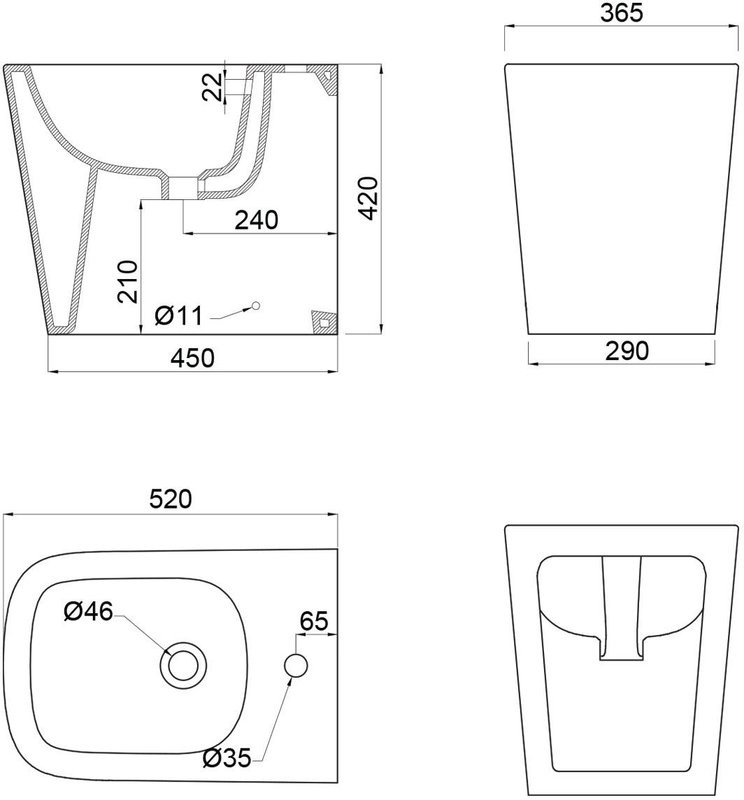 Биде напольное BelBagno Albano BB120B