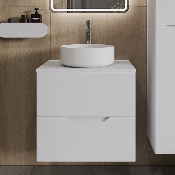 Тумба с раковиной Orange Line 60 подвесная, 2 ящика, матовая белая с раковиной B09-360W