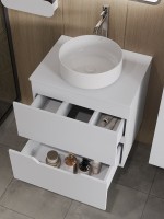 Тумба с раковиной Orange Line 60 подвесная, 2 ящика, матовая белая с раковиной B09-360W