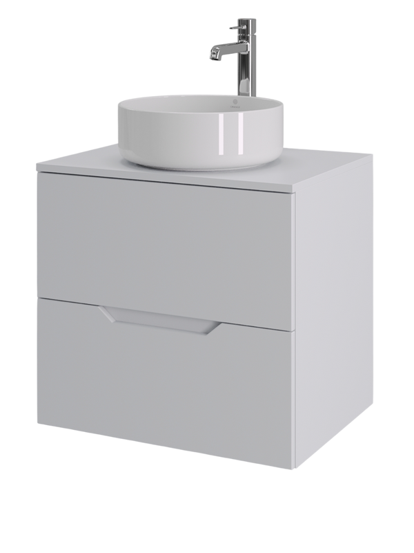 Тумба с раковиной Orange Line 60 подвесная, 2 ящика, матовая белая с раковиной B09-360W