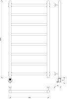 Полотенцесушитель электрический Secado Корсико 1 L 105x55 см, подключение слева, хром, лесенка