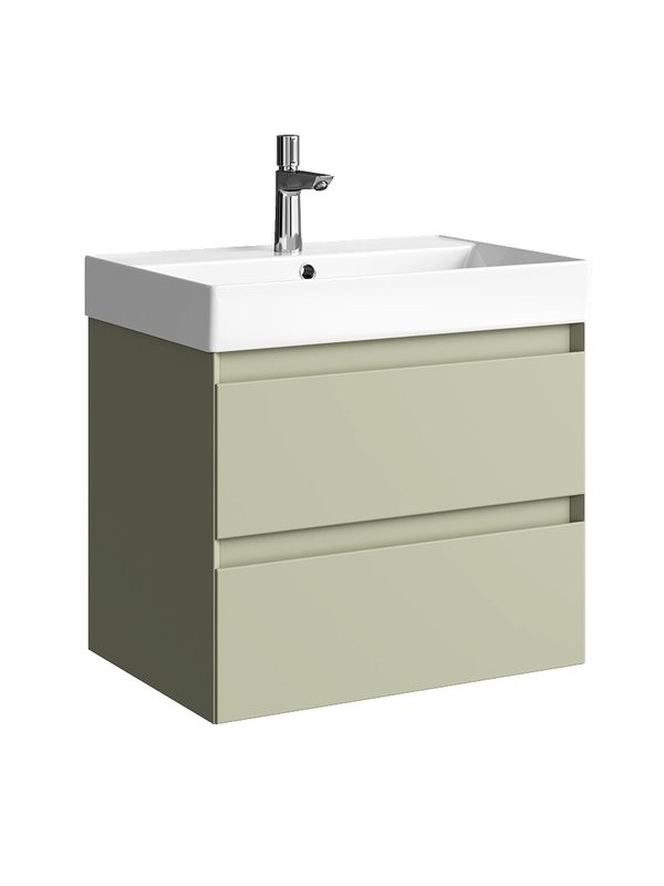 Тумба под раковину без столешницы Aqwella 5 stars Geometria 65 подвесная, 2 ящика, шалфей зеленый
