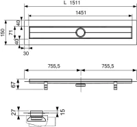 Душевой трап (лоток) TECE Drainline TECEdrainline 150 см стекло с сифоном