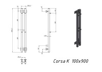 Полотенцесушитель электрический Grota Corsa K N RAL9005 EL 10х90, с крючками, матовый черный