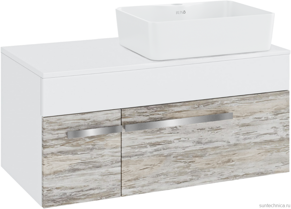 Тумба с раковиной Runo Вудлайн 85 подвесная, скандинавский дуб, раковина Lavello 50