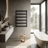 Полотенцесушитель электрический Secado Кродо 80х50 85x55 см, подключение слева, черный матовый, лесенка