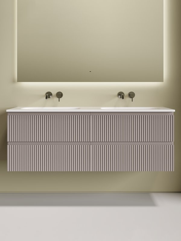 Тумба с раковиной Sancos Snob R 70 doha soft, 2 шт, раковина Ceramicanova Grace с двумя чашами, без отверстий под смеситель, CN7022wx