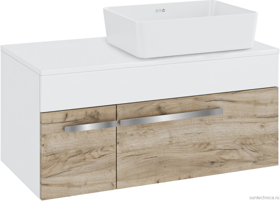 Тумба с раковиной Runo Вудлайн 85 подвесная, крафтовый дуб, раковина Tre 50