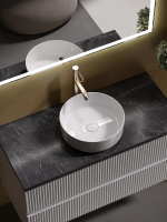 Тумба с раковиной Sancos Snob R 100 см, bianco, столешница черный мрамор, раковина CN5001