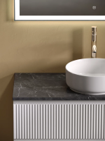 Тумба с раковиной Sancos Snob R 100 см, bianco, столешница черный мрамор, раковина CN5001