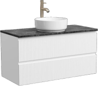 Тумба с раковиной Sancos Snob R 100 см, bianco, столешница черный мрамор, раковина CN5001